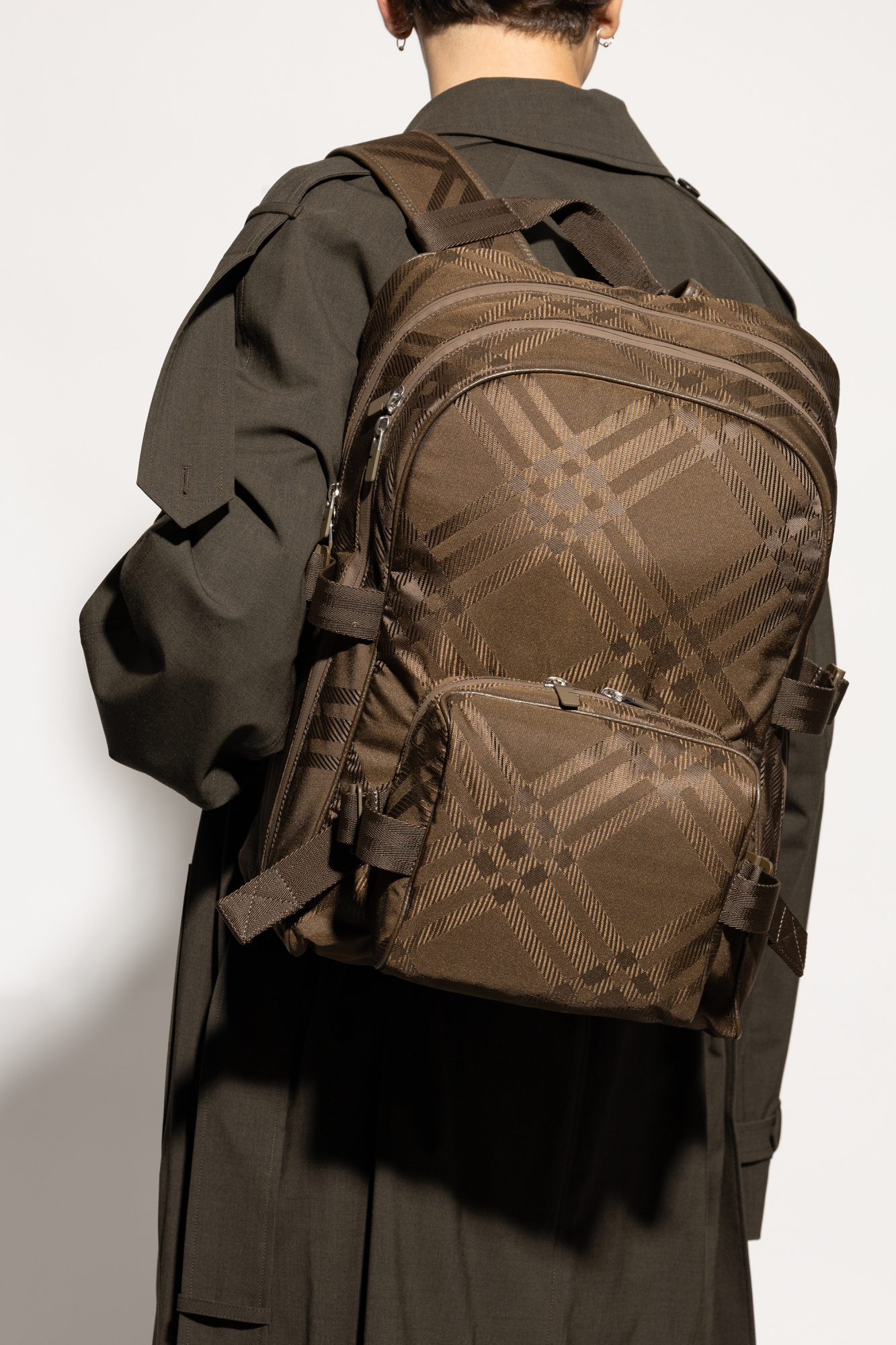 バックパック・リュック BURBERRY Grid Backpack Grid Backpack in Charcoal - Men, Nylon | Burberry® Official